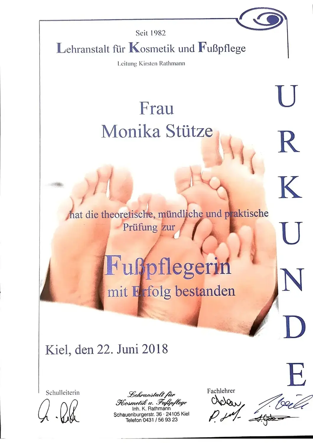 PÜNKLICH ANRUFEN Monis Zertifikat